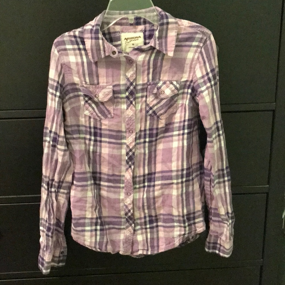 Arizona Jean plaid long sleeve button up shirt XS
